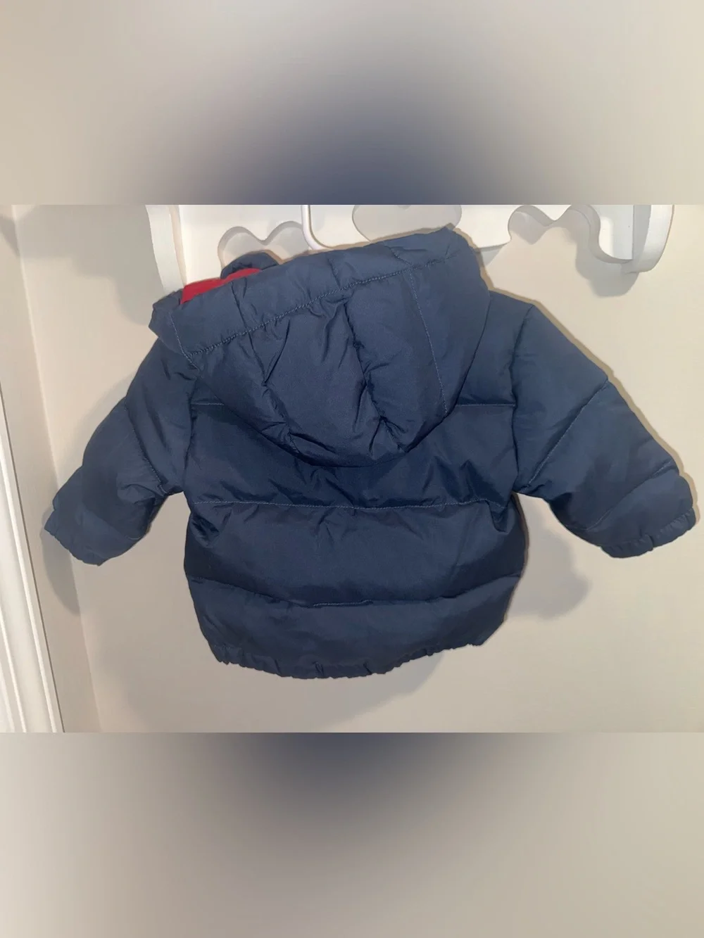 Ralph Lauren Navy Down Puffer Jacket with Red Lining